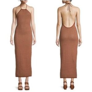 Ronny Kobo Fortuna Striped Halterneck Maxi Dress